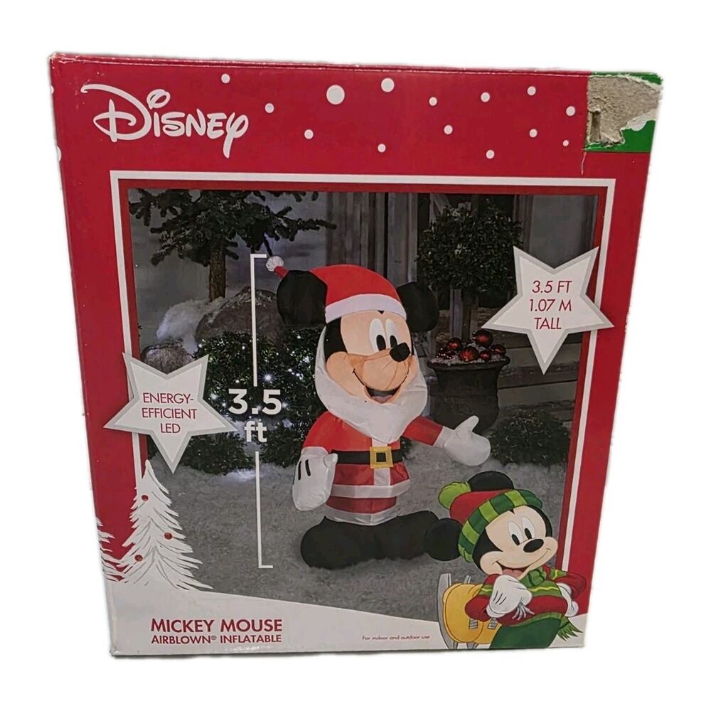 Disney Santa Suit Mickey Mouse Gemmy Christmas Airblown Inflatable 3.5' Tall